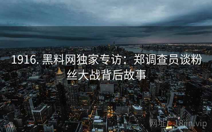 1916. 黑料网独家专访：郑调查员谈粉丝大战背后故事