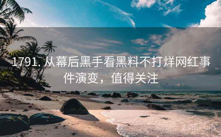 1791. 从幕后黑手看黑料不打烊网红事件演变，值得关注