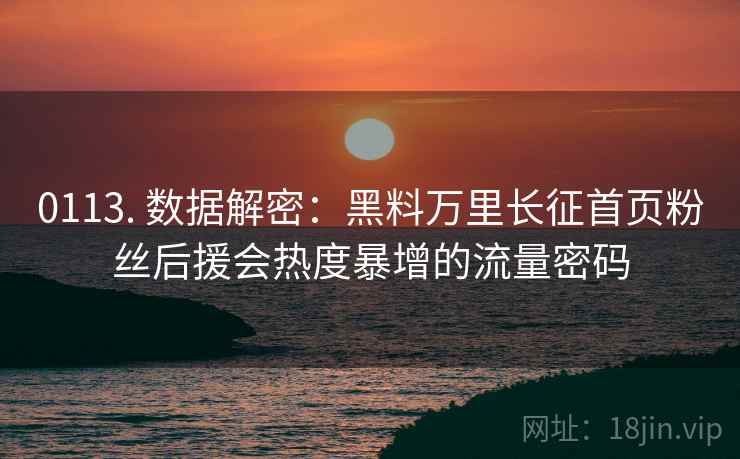 0113. 数据解密：黑料万里长征首页粉丝后援会热度暴增的流量密码
